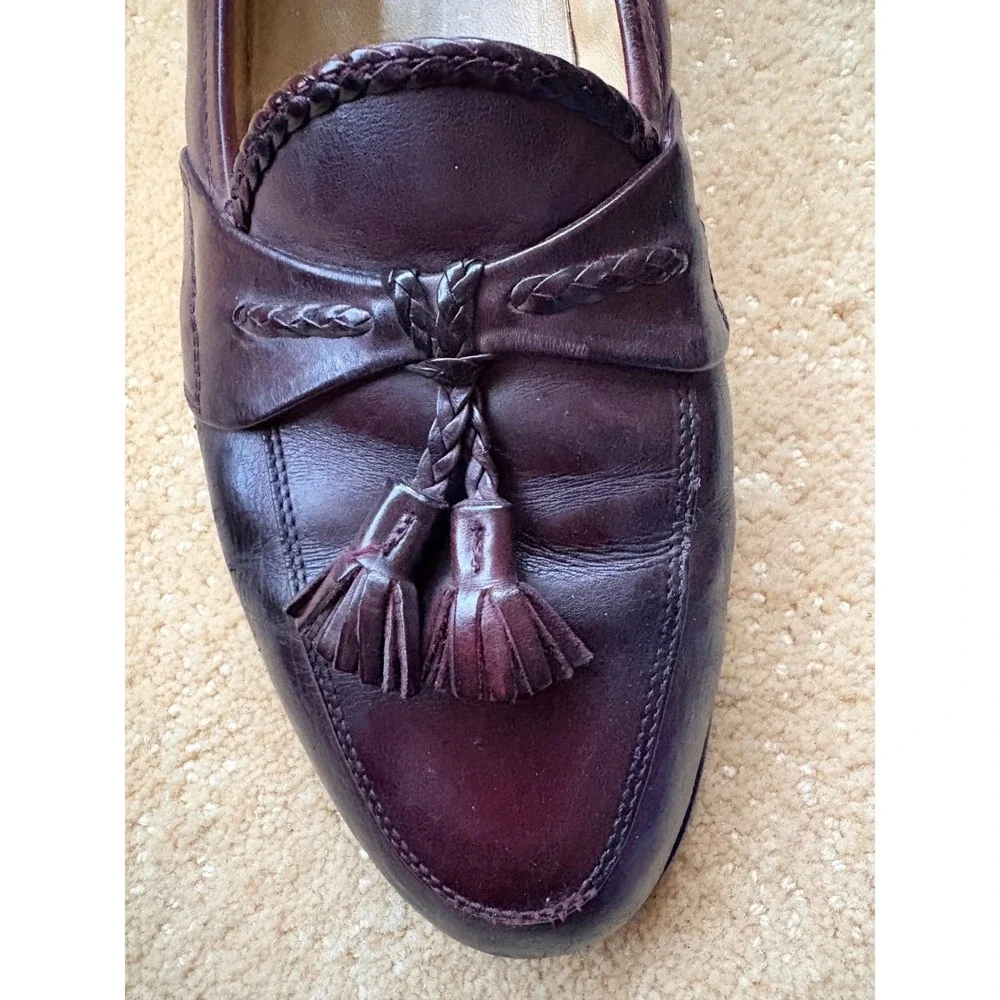 Johnston & Murphy Men Burgundy Leather Tassel Loafers Sz11 Preppy Dress Academia